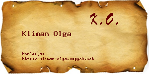 Kliman Olga névjegykártya
